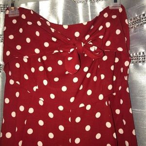 red and whit polka dot romper